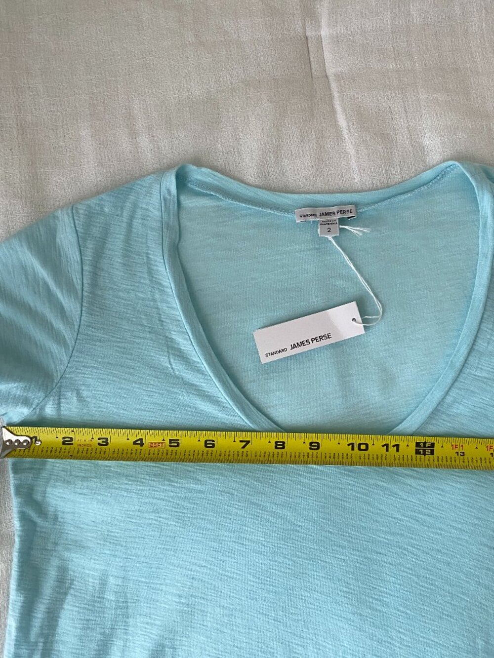 James Perse, Sz Med/2, Aqua Blue, Classic Soft Slub Cotton Modal Tee Shirt - Picture 5 of 9